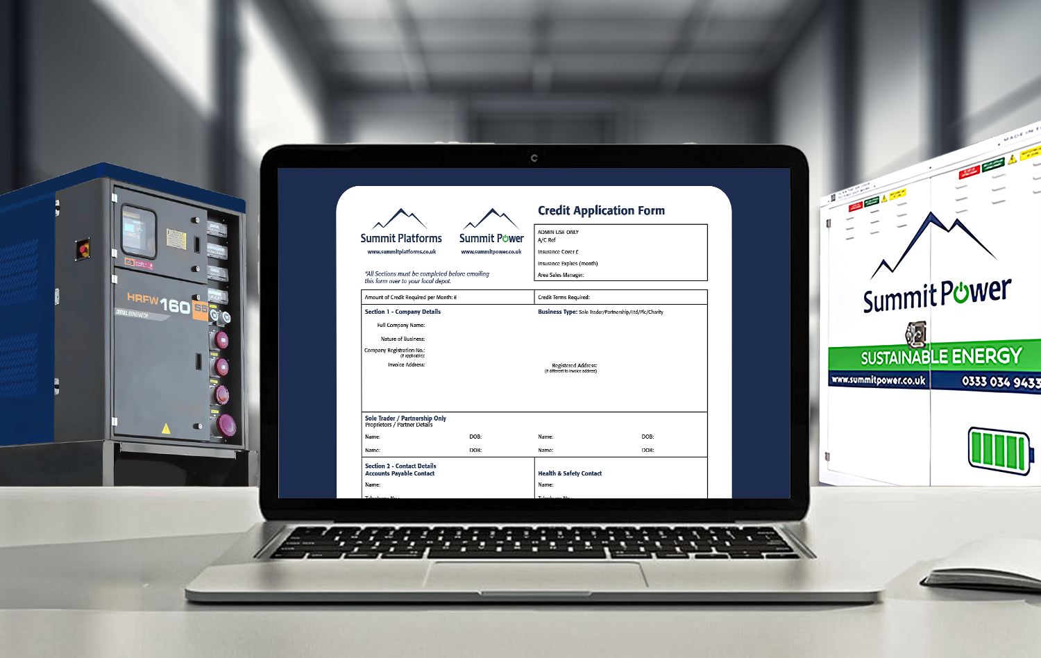 one page credit application form image visualisation